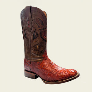 Cuadra Men's Caiman Belly Leather Square Toe Boot, Lumber Whiskey