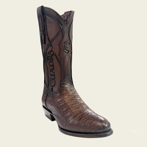 Cuadra Men's Caiman Belly Leather Round Toe Boot, Chocolate
