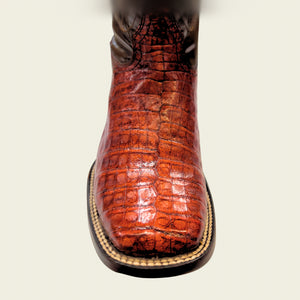 Cuadra Men's Caiman Belly Leather Square Toe Boot, Lumber Whiskey