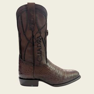 Cuadra Men's Caiman Belly Leather Round Toe Boot, Chocolate