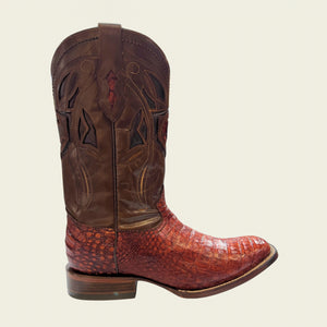 Cuadra Men's Caiman Belly Leather Square Toe Boot, Lumber Whiskey