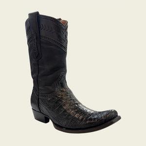 Cuadra Men's Caiman Belly Leather Narrow Square Toe Boot, Black