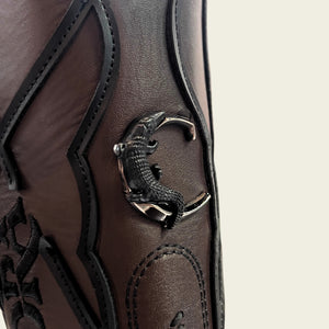 Cuadra Men's Caiman Belly Leather Round Toe Boot, Chocolate