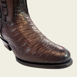Cuadra Men's Caiman Belly Leather Round Toe Boot, Chocolate