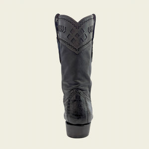 Cuadra Men's Caiman Belly Leather Narrow Square Toe Boot, Black