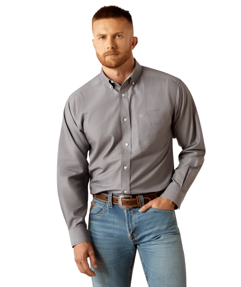 Ariat Men's MNS Wrinkle Free Solid Shirt, Grey