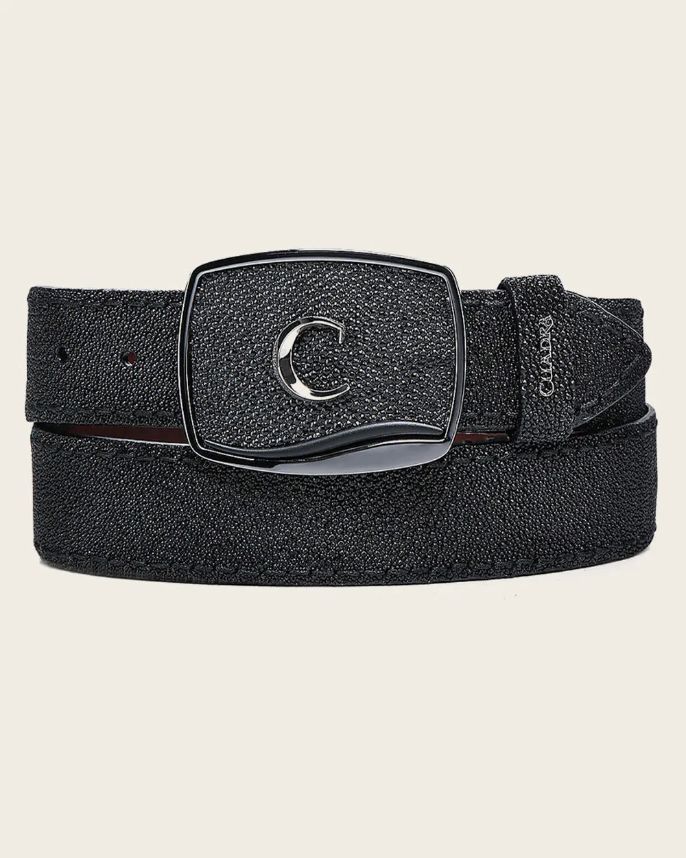 Cuadra Men's Stingray Leather Belt, Black