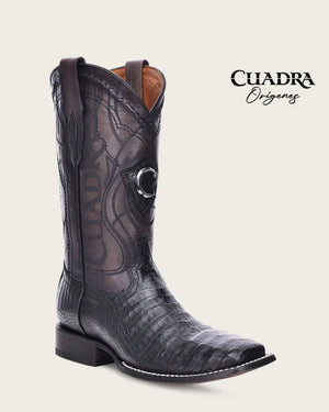 Cuadra Men’s Caiman Belly Leather Boot, Black