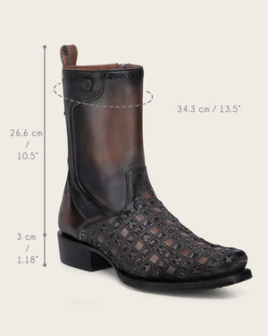 Cuadra Men's Bovine Narrow Square Toe Zipper Boot, Brown
