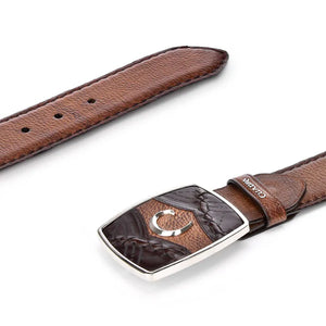 Cuadra Men's Deer Laser Belt, Almond