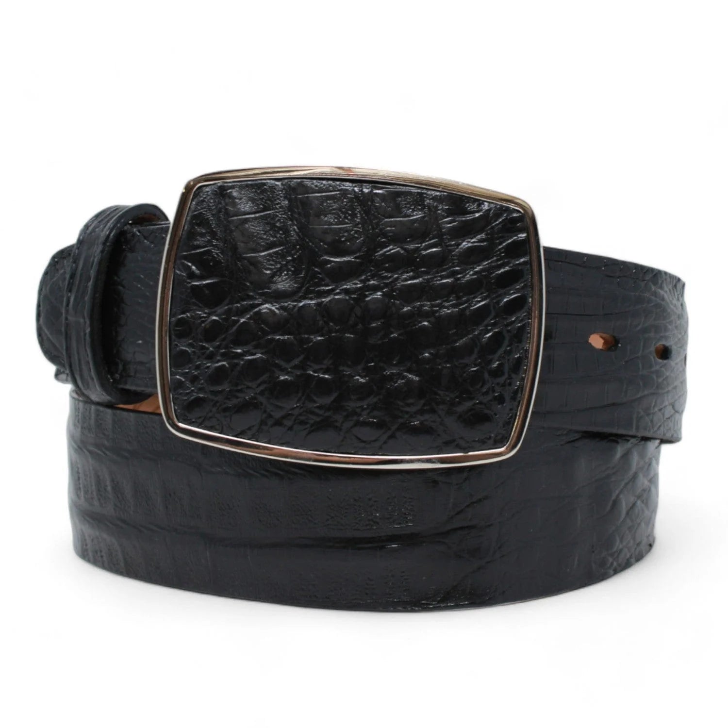 Los Altos Boots Men's New Caiman Belly Western Belt, Black