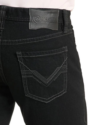 Rock & Roll Denim Men's Double Barrel Relaxed Fit Straight Leg Jeans, Black