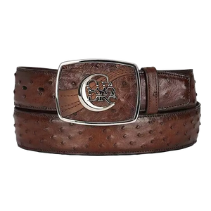 Cuadra Men's Ostrich Belt, Brown