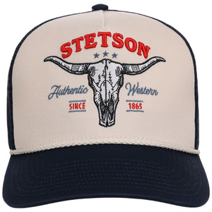 Stetson Skull Trucker Cap, Off White/ Navy