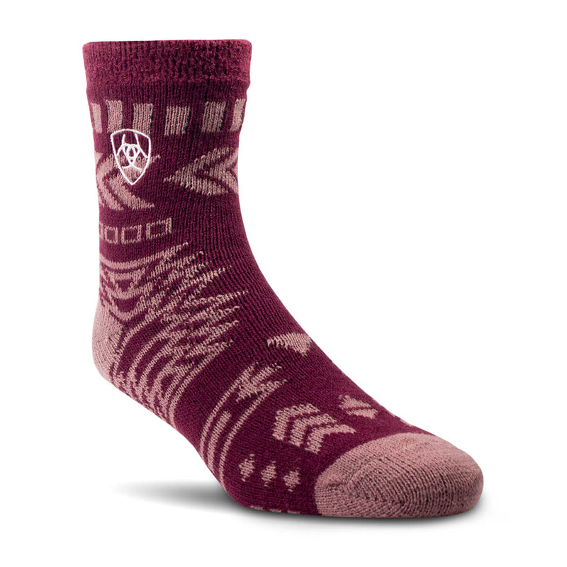 Ariat Unisex Cozy Aloe House Crew Socks, Windsor Wine