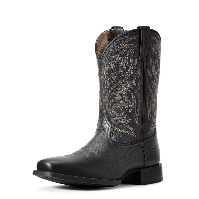 Ariat Men's Sport Herdsman Western Boot, Black Deertan