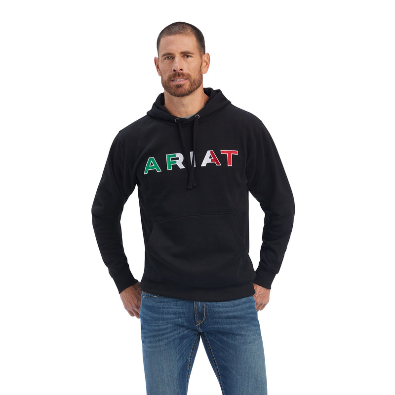 10038962 Ariat Men's Mexico Flag Logo Hoodie, Black