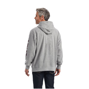 10040817 Ariat Men's ARIAT Logo Hoodie, Heather Grey/ Cherry