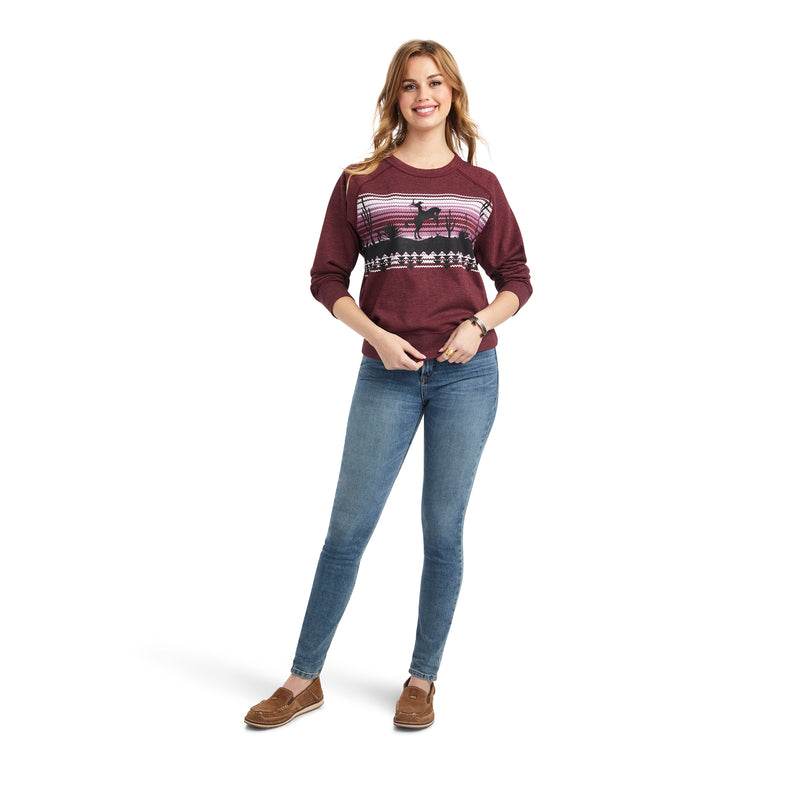 Ariat Women's Desert Ride Crew Sweatshirt, Maroon Banner