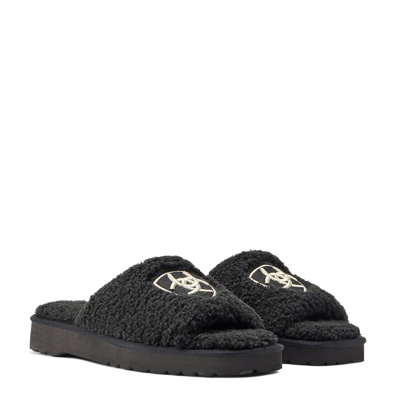 Ariat Women's Cozy Slide Slipper, Fuzzy Black