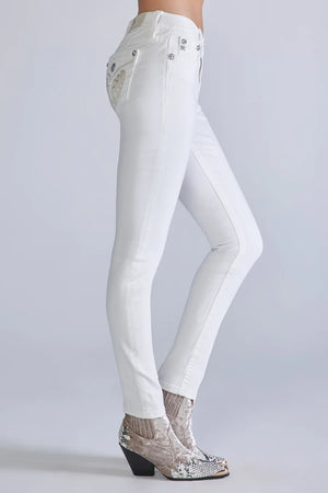 Miss Me Women's Mid Rise Skinny Jean, White
