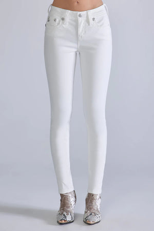 Miss Me Women's Mid Rise Skinny Jean, White