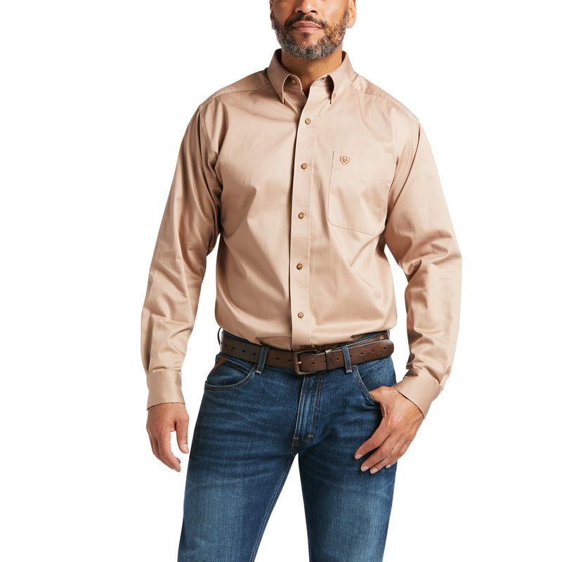 Ariat Men's Twill Classic Sleeve Shirt, Beige/Khaki - Mora's