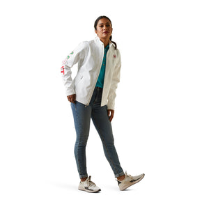 Ariat Women's Classic Team Softshell MEXICO Water Resistant Jacket, White
