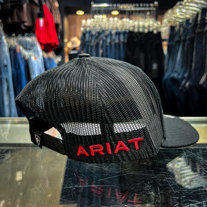 Ariat Men's Off Set Patch Cap – Genuine Leather, Mesh Back, Snapback Adjustable Hat For Casual Wear